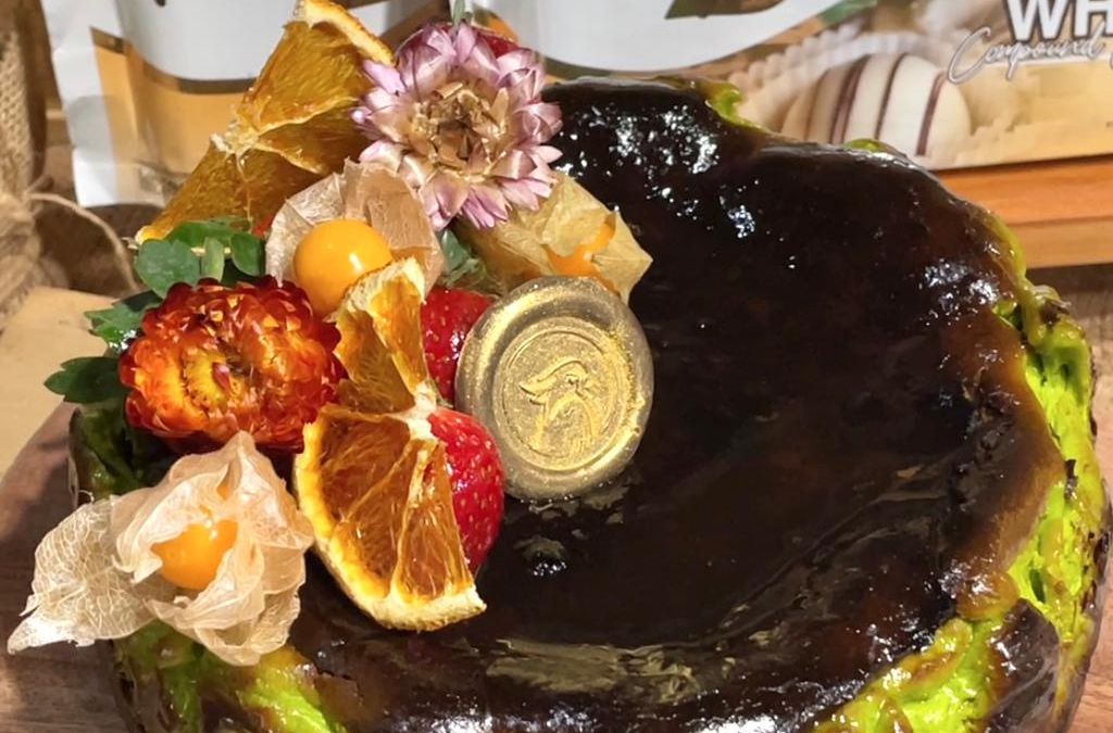 White Chocolate Matcha Basque Cheesecake